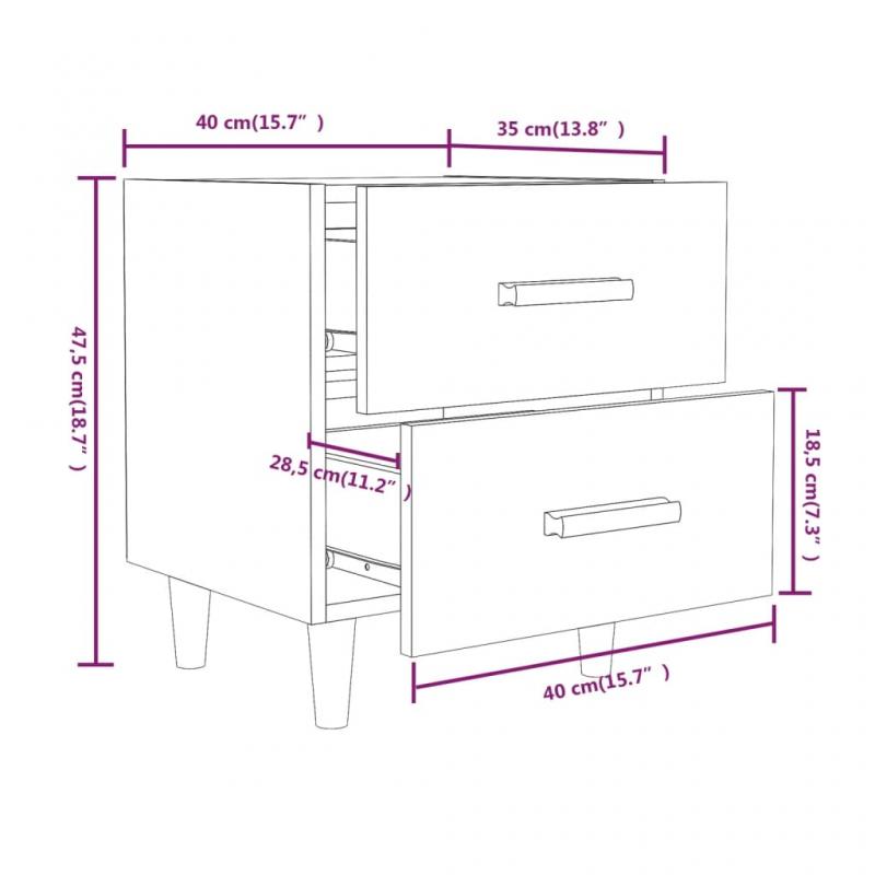 Nattbord Sengbord 40x35x47,5 cm rykfarget eik , hemmetshjarta.no