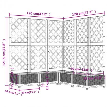 Plantekasse med espalier brun 120x120x121,5 cm PP , hemmetshjarta.no