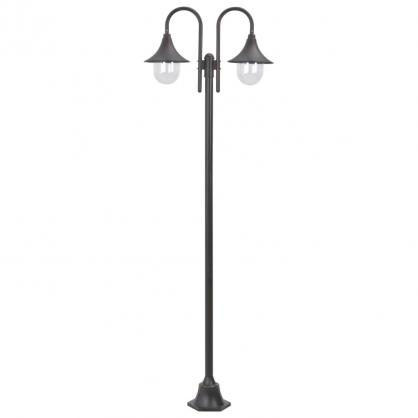 Hagebelysning Lyktestolpe for hage E27 220 cm aluminium 2 lamper bronse , hemmetshjarta.no