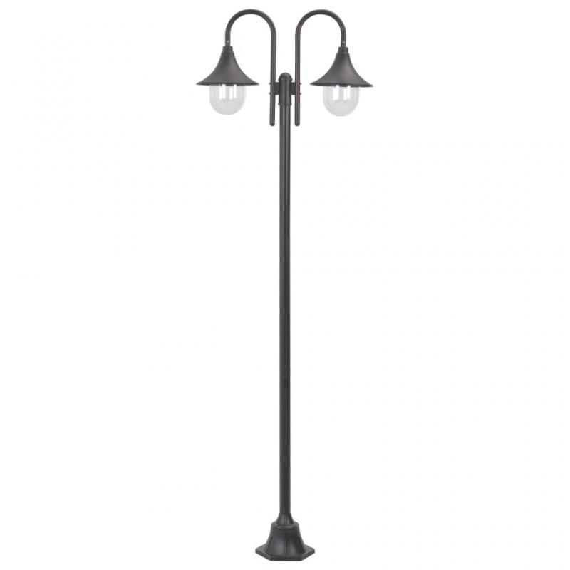 Hagebelysning Lyktestolpe for hage E27 220 cm aluminium 2 lamper bronse , hemmetshjarta.no