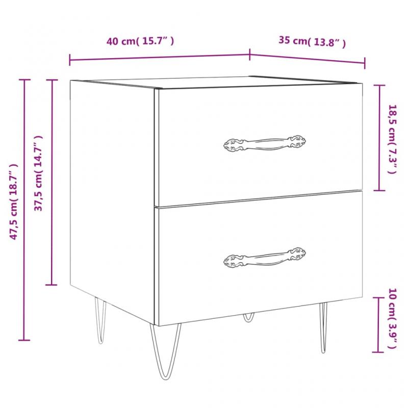 Nattbord Sengbord 40x35x47,5 cm hvit hyglans , hemmetshjarta.no