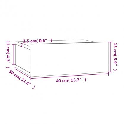 Nattbord Sengbord flytende 30 x 30 x 15 cm brun eik , hemmetshjarta.no