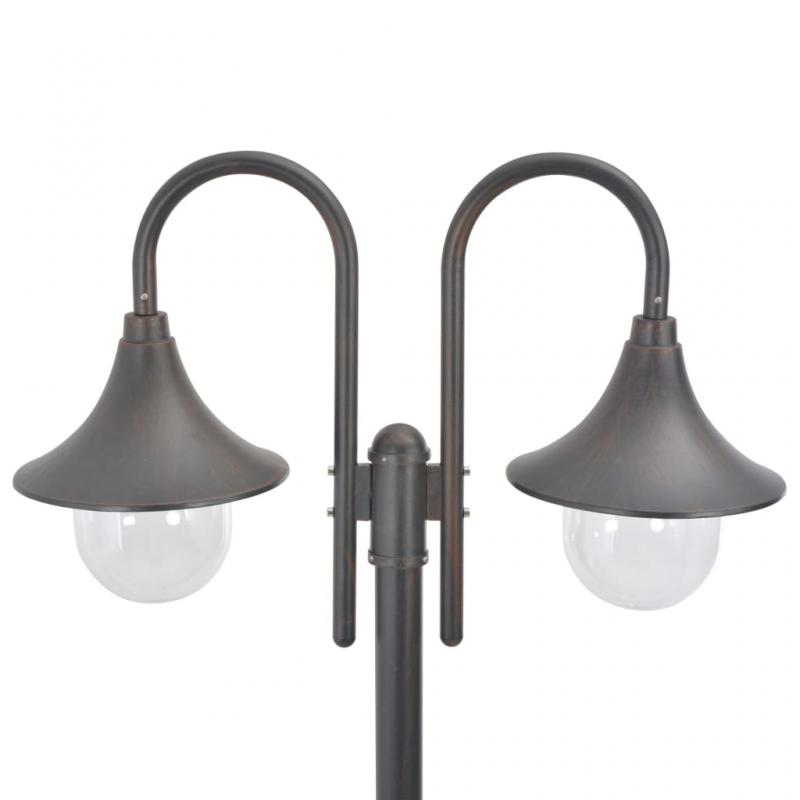 Hagebelysning Lyktestolpe for hage E27 220 cm aluminium 2 lamper bronse , hemmetshjarta.no