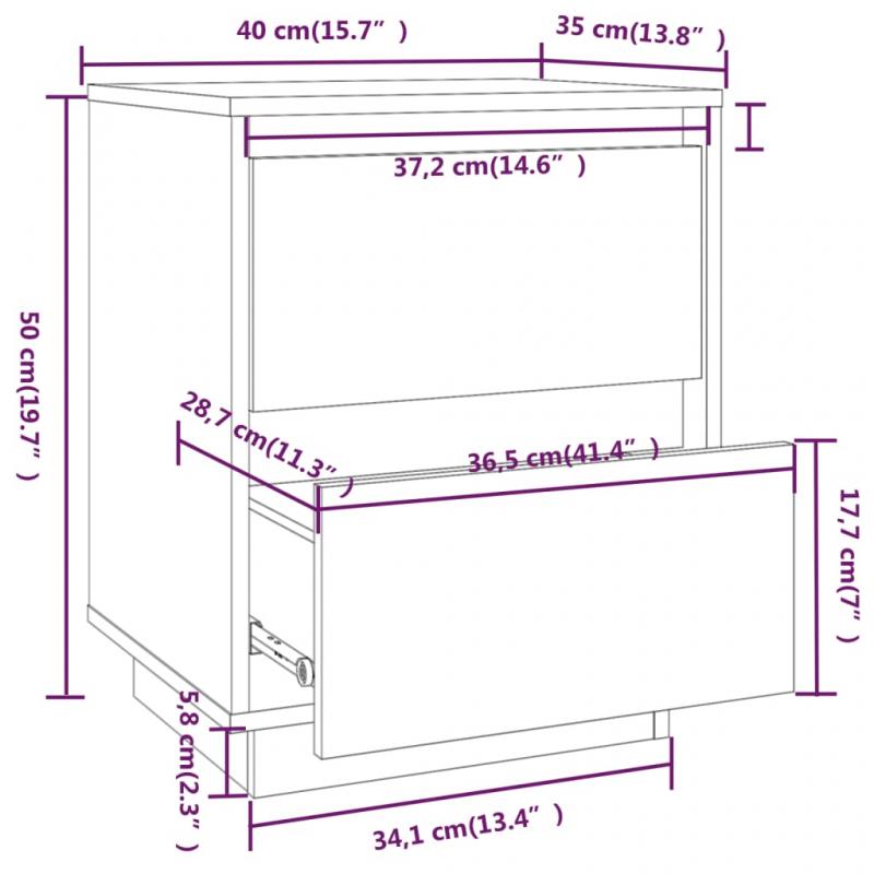 Nattbord Sengbord 40x35x50 cm massiv furu , hemmetshjarta.no