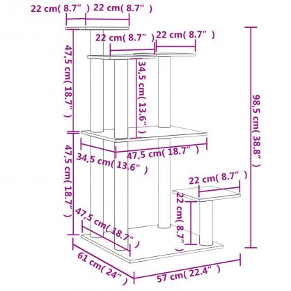 Kattembel Klorestolpe med plattform mrkegr 98,5 cm , hemmetshjarta.no