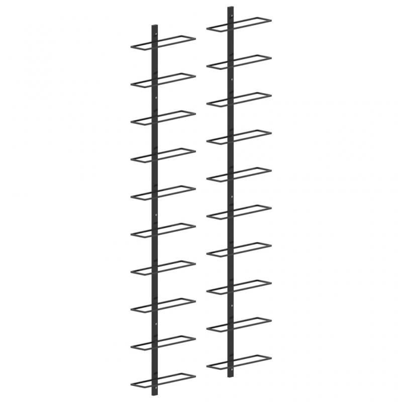 Vinstativ Veggmontert for 20 flasker sort metall , hemmetshjarta.no