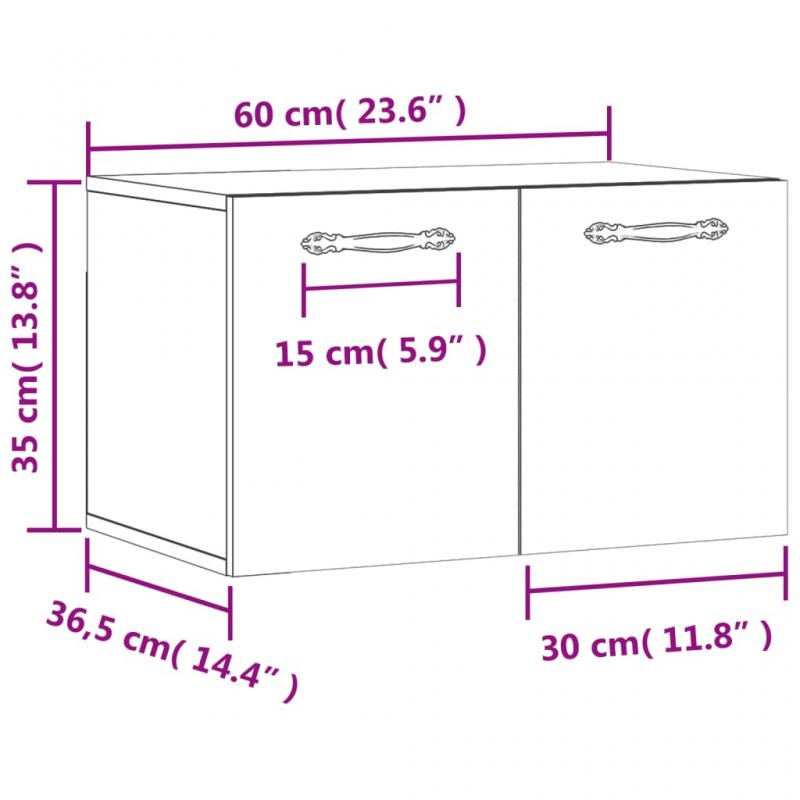 Veggskap hvit 60x36,5x35 cm konstruert tre , hemmetshjarta.no