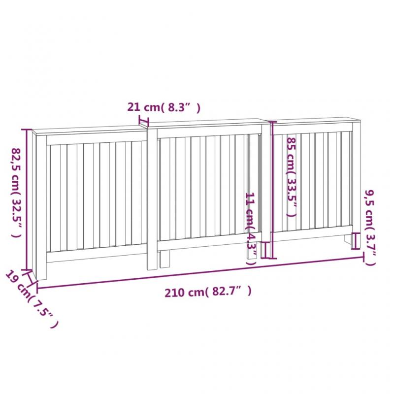 Radiatordeksel massiv furu vertikale lameller natur 210x21x85 cm , hemmetshjarta.no