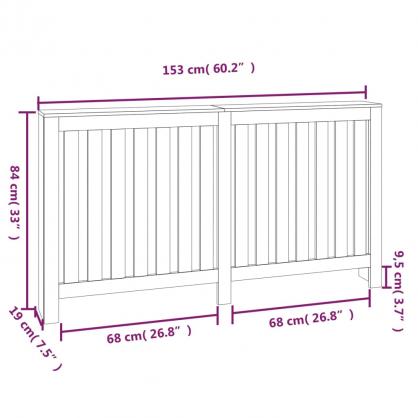 Radiatordeksel massiv furu vertikale ribber natur 153x19x84 cm , hemmetshjarta.no