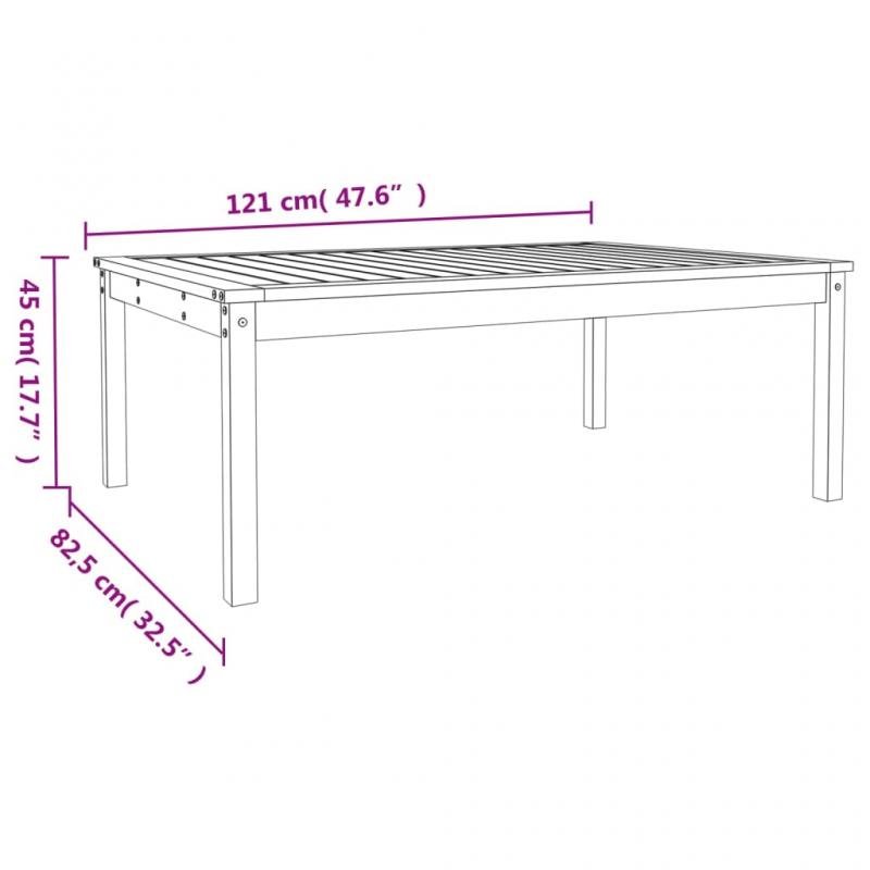 Bord for hage 121x82,5x45 cm sort massiv furu , hemmetshjarta.no