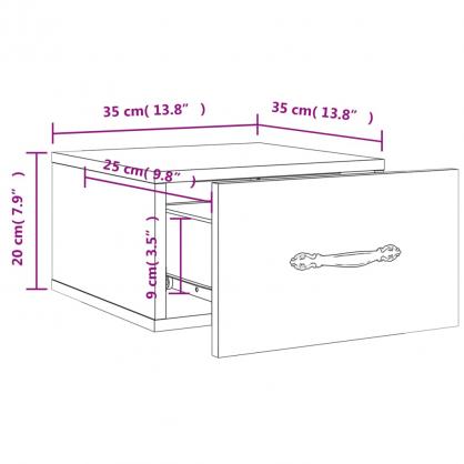 Veggmontert nattbord betonggr 35x35x20 cm , hemmetshjarta.no