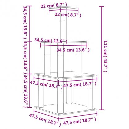 Kattembel Kloretre med sisalstolper mrkegr 111 cm , hemmetshjarta.no