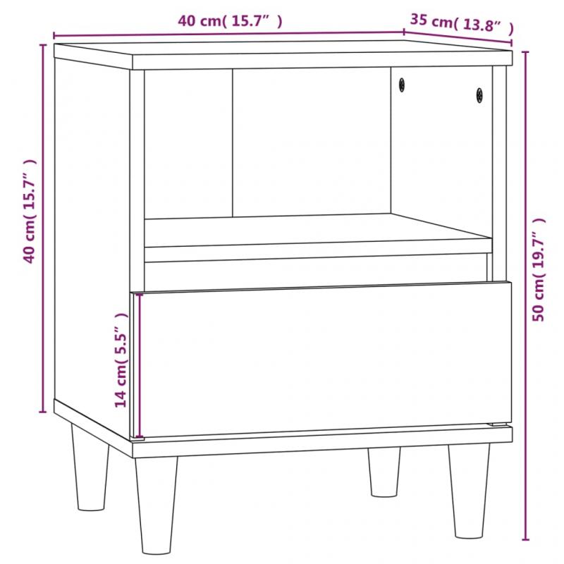 Nattbord Sengbord 40x35x50 cm rkt eik , hemmetshjarta.no