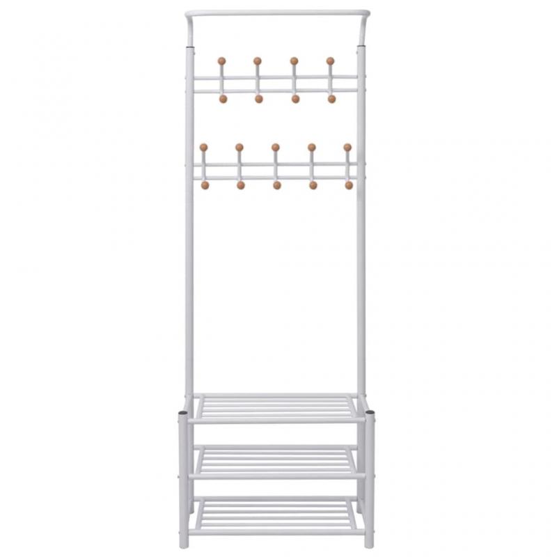 Garderobestativ Kleshenger med skohylle 68x32x182,5 cm hvit , hemmetshjarta.no