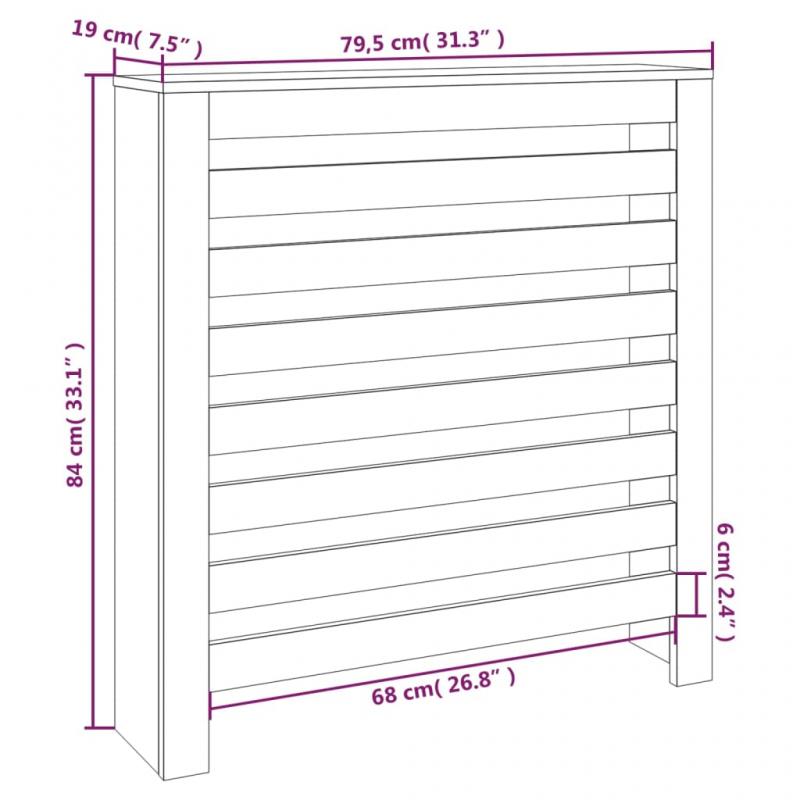 Radiatordeksel massiv furu horisontale lameller hvit 79,5x19x84 cm , hemmetshjarta.no