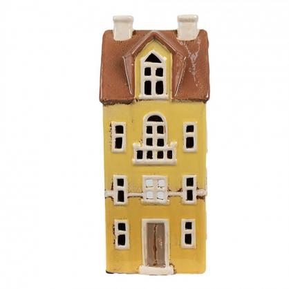 Lysestake telysestake Hus 26 cm Beige Brun Keramikk , hemmetshjarta.no