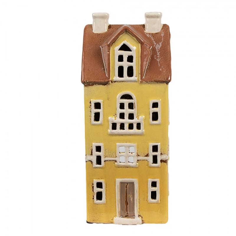 Lysestake telysestake Hus 26 cm Beige Brun Keramikk , hemmetshjarta.no