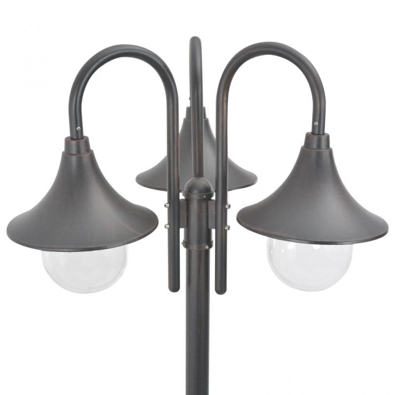 Hagebelysning Lyktestolpe for hage E27 220 cm aluminium 3 lamper bronse , hemmetshjarta.no