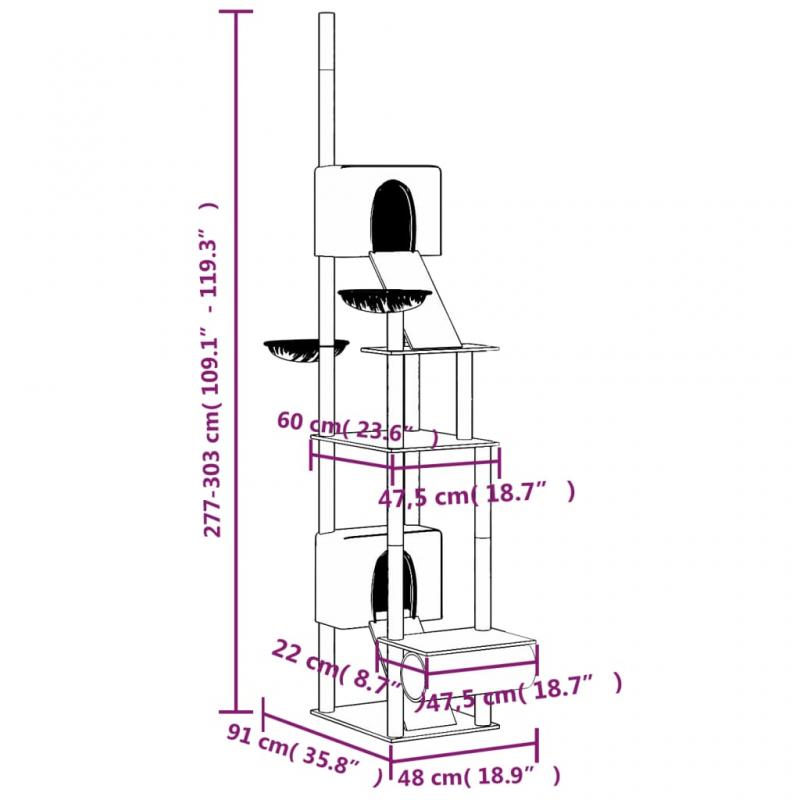 Kattembel Kloretre gulv til tak mrkegr 277-303 cm , hemmetshjarta.no