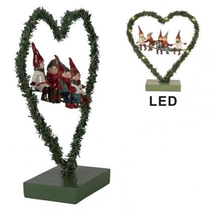 Innendrs julepynt Juledekorasjon med LED-belysning Hjerte 26x9x28 cm , hemmetshjarta.no