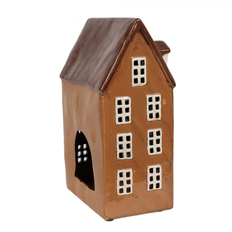 Lysestake telysestake Hus 24 cm Brun Keramikk , hemmetshjarta.no