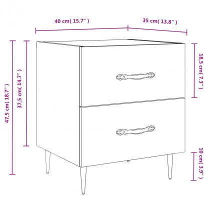 Nattbord Sengbord 40x35x47,5 cm rykfarget eik , hemmetshjarta.no