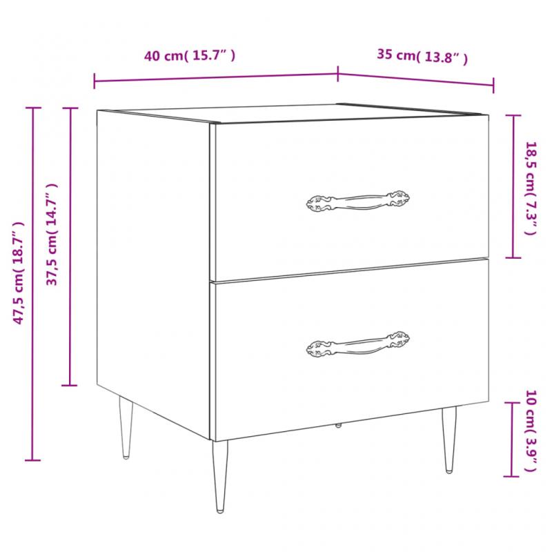 Nattbord Sengbord 40x35x47,5 cm rykfarget eik , hemmetshjarta.no