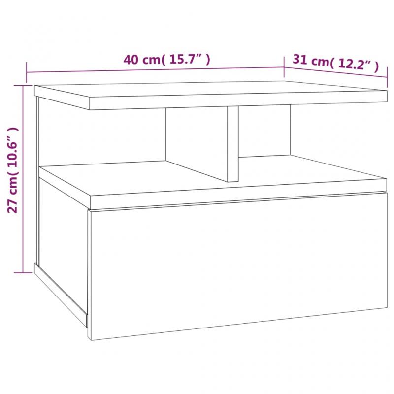 Nattbord Sengbord flytende 40 x 31 x 27 cm gr sonoma , hemmetshjarta.no