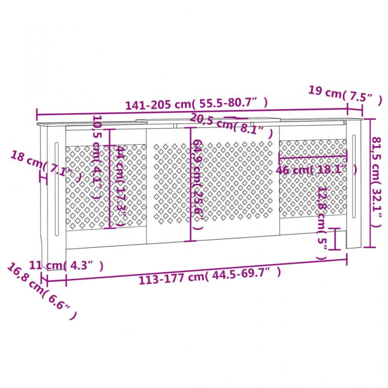 Radiatordeksel MDF mnster sort 205 cm , hemmetshjarta.no