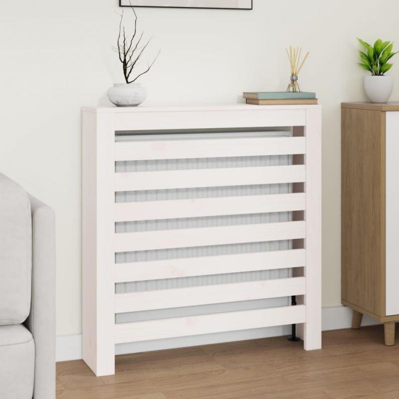 Radiatordeksel massiv furu horisontale lameller hvit 79,5x19x84 cm , hemmetshjarta.no