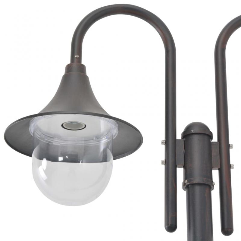 Hagebelysning Lyktestolpe for hage E27 220 cm aluminium 2 lamper bronse , hemmetshjarta.no