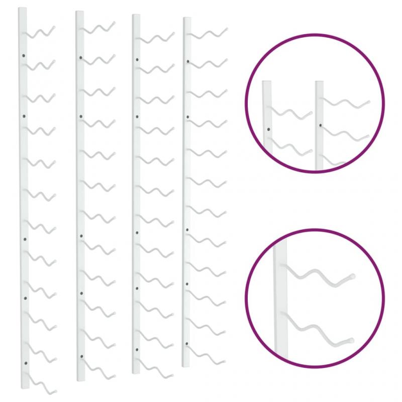 Vinstativ Veggmontert for 48 flasker hvitt jern , hemmetshjarta.no