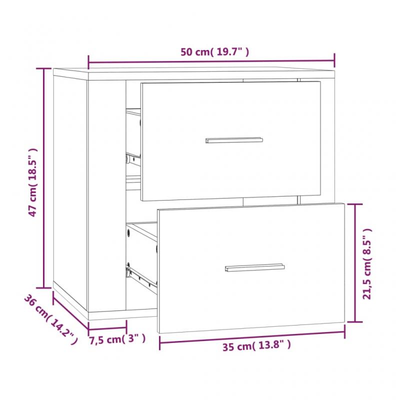 Veggmontert nattbord sonoma eik 50x36x47 cm , hemmetshjarta.no