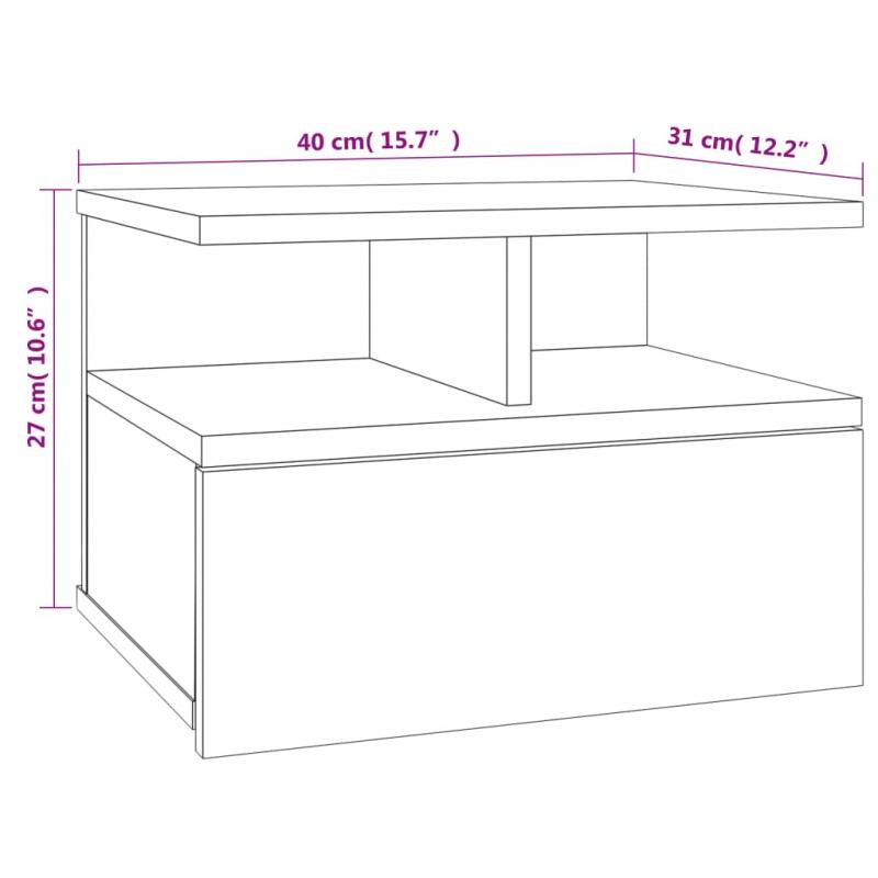 Nattbord Sengbord flytende 40 x 31 x 27 rykfarget eik 2 stk , hemmetshjarta.no