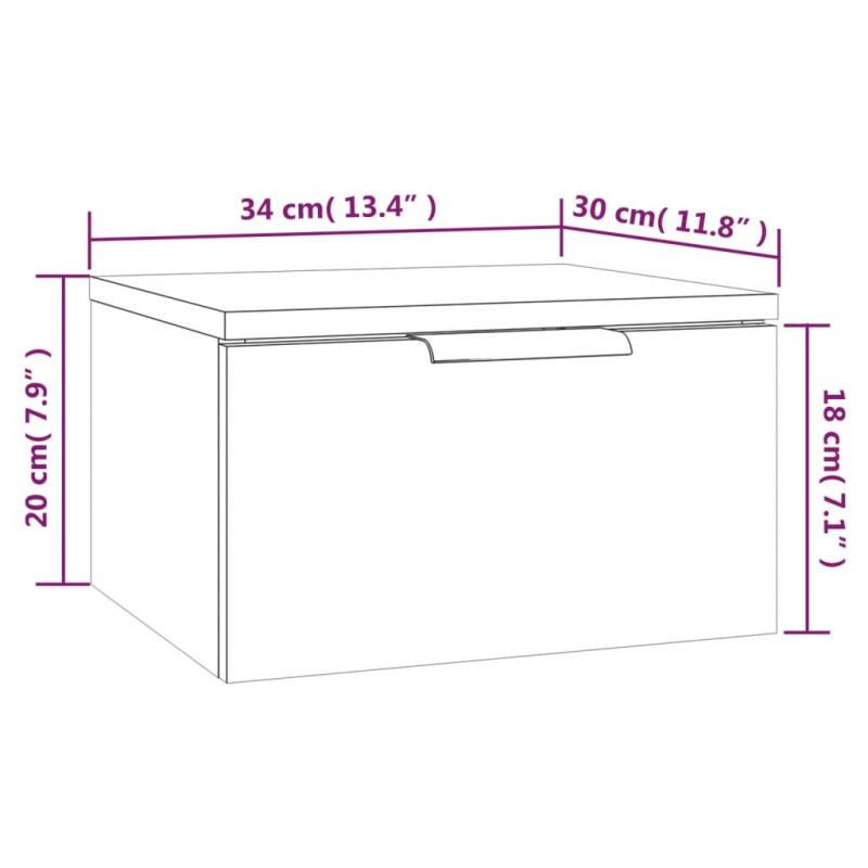 Veggmontert nattbord brun eik 34x30x20 cm , hemmetshjarta.no