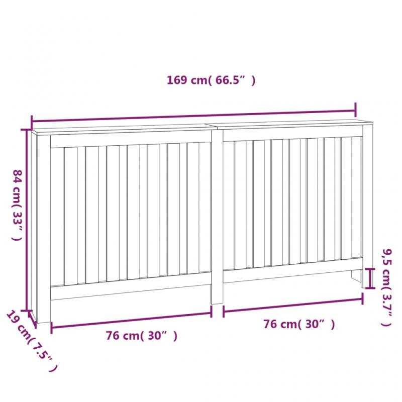 Radiatordeksel massiv furu vertikale lameller natur 169x19x84 cm , hemmetshjarta.no