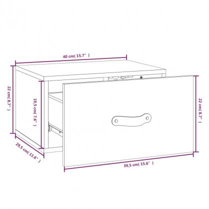 Veggmontert nattbord Honningbrunt 40x29,5x22 cm , hemmetshjarta.no