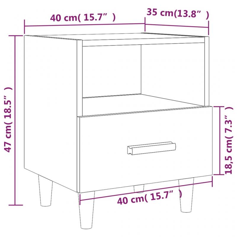 Nattbord Sengbord 40x35x47 cm rykfarget eik , hemmetshjarta.no