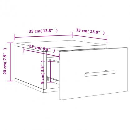 Veggmontert nattbord betonggr 35x35x20 cm , hemmetshjarta.no