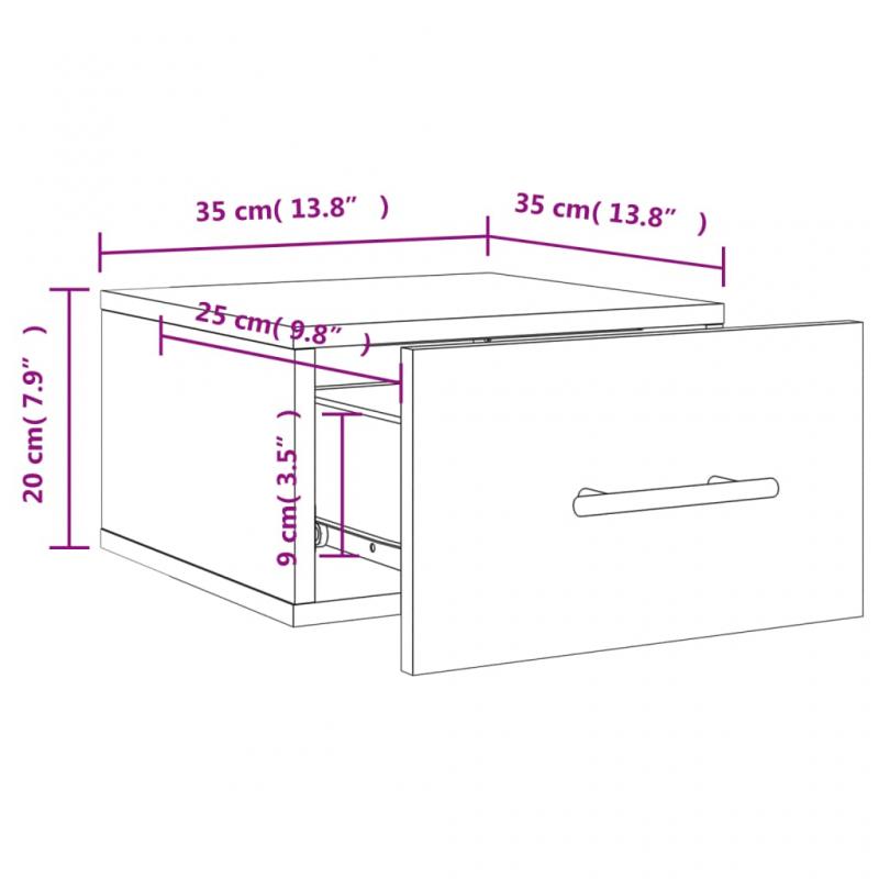 Veggmontert nattbord betonggr 35x35x20 cm , hemmetshjarta.no