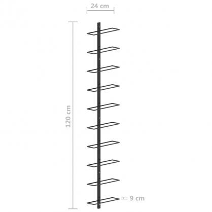 Vinstativ Veggmontert for 10 flasker sort metall , hemmetshjarta.no