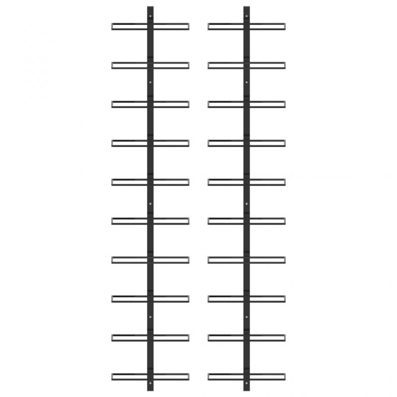 Vinstativ Veggmontert for 20 flasker sort metall , hemmetshjarta.no