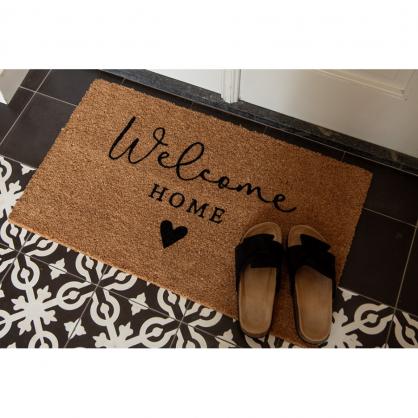 Drmatte Welcome Home Svart 75x45x1 cm , hemmetshjarta.no