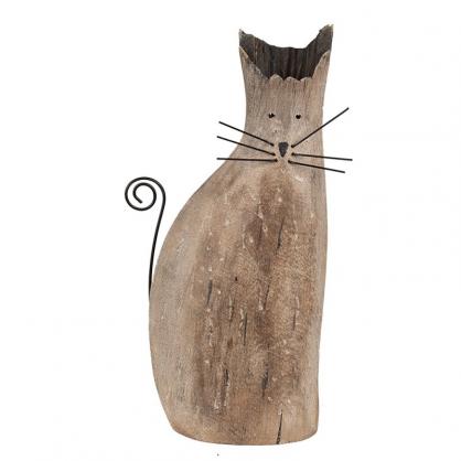 Dekorasjon Figur Katt 26 Cm Brunt tre jern , hemmetshjarta.no