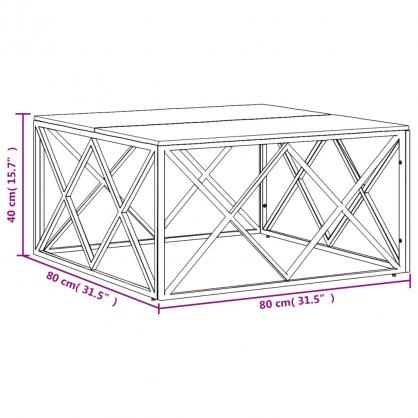 Salongbord Sofabord rustfritt stl slv og massivt resirkulert tre 80x80x40 cm , hemmetshjarta.no