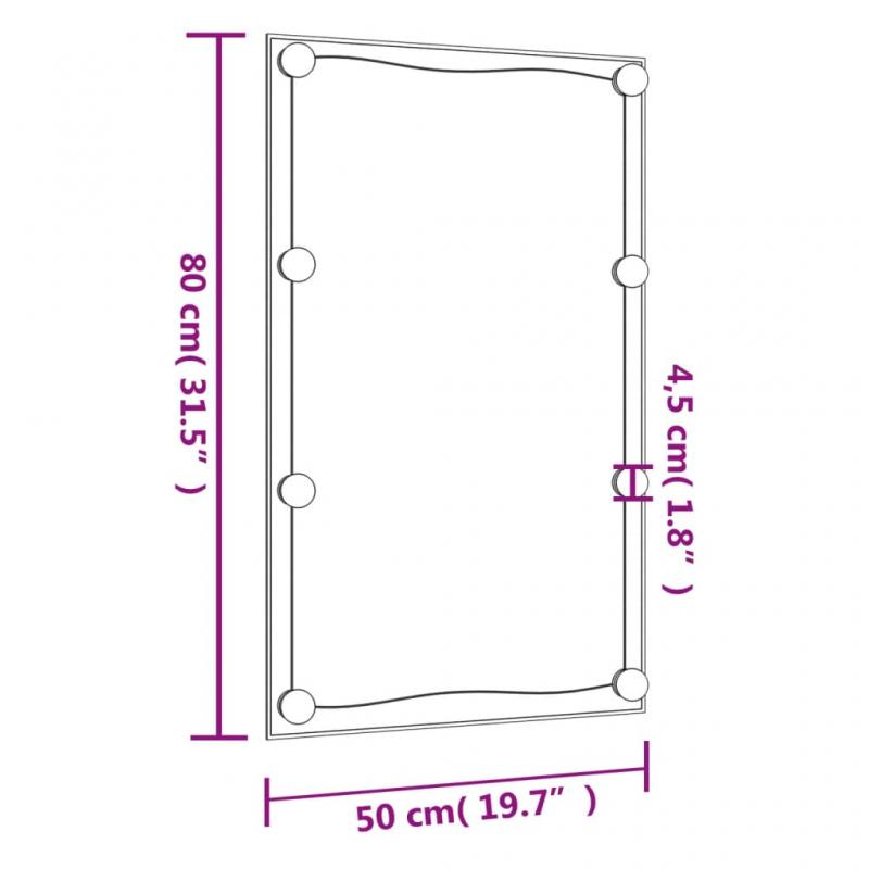 Veggspeil med LED-belysning rektangulrt 50x80 cm glass , hemmetshjarta.no