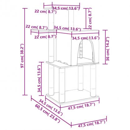 Kattembel Kattetre med klorestolper i sisal mrkegr 97 cm , hemmetshjarta.no