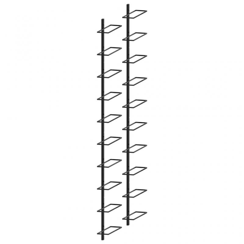 Vinstativ Veggmontert for 20 flasker sort metall , hemmetshjarta.no