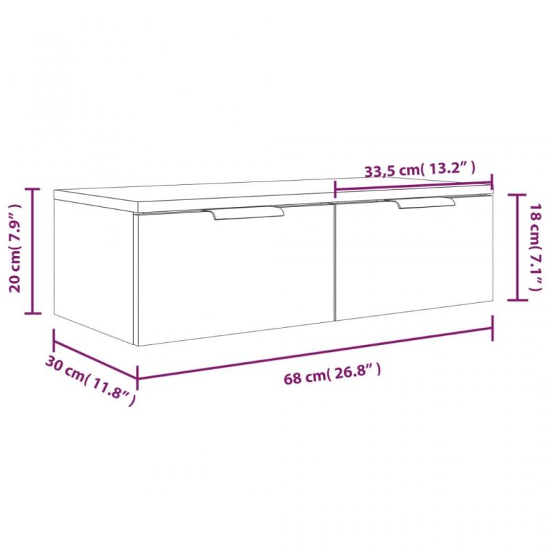 Veggskap 68x30x20 cm betonggr konstruert tre 2 stk , hemmetshjarta.no