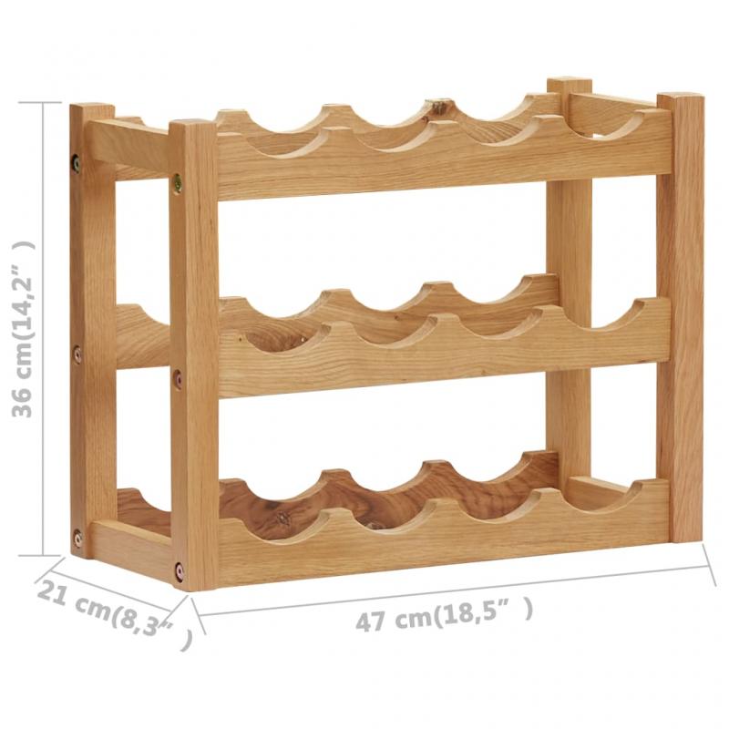 Vinstativ til 12 flasker 47x21x36 cm massiv eik , hemmetshjarta.no